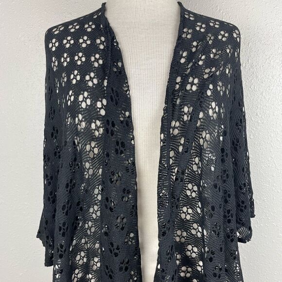 Envision Studio Black Loose Knit Cardigan Sweater Wrap One Size Fits All EUC - Picture 2 of 7